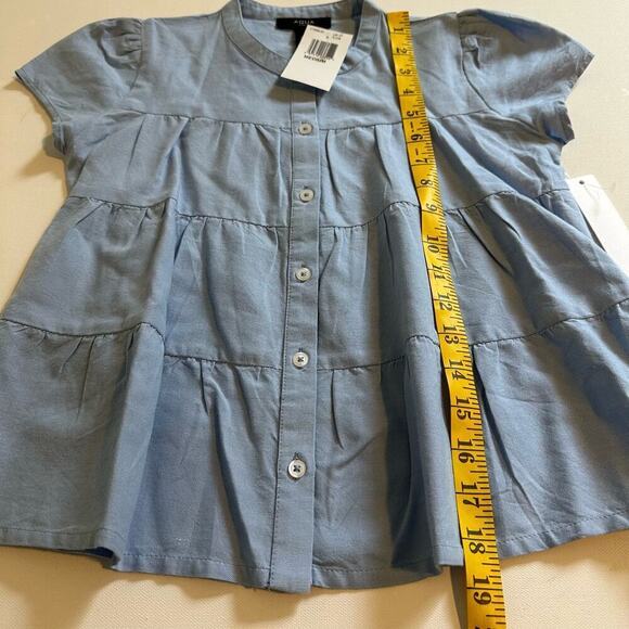 NWT Aqua Girls Blue Short Sleeve Tiered Top Medium - Picture 5 of 8